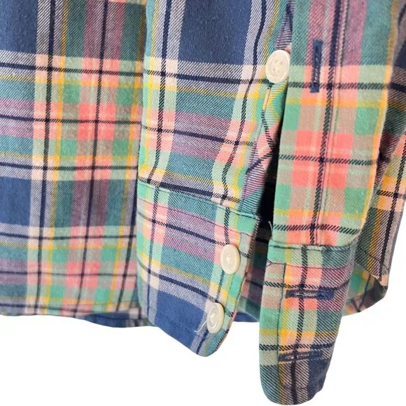 Vineyard Vines Shirt Womens Plaid Adj Long Sleeve Sz 8 Tunic Preppy Logo - Picture 5 of 13